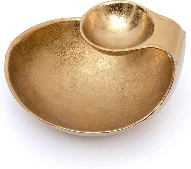 Gute Chip and Dip Serving Bowl Gold Brass Tiered Snack, Candy & Salad Bowl Decorative Centerpiece Serving Platter for Nuts, Chip and Dip, Salsas, Food Tray, Serveware Home Decor Gift Entertaining 1PC - Image 5